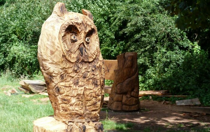 Wood sculpture of owl