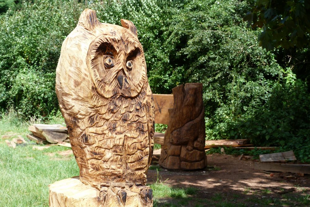 Wood sculpture of owl